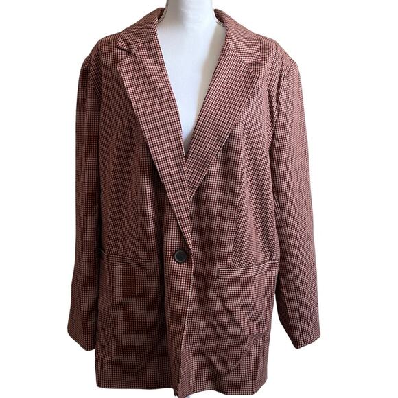 A New Day Women's Brown Plaid Oversized Fall Blazer - Size XXL - NWT - Picture 1 of 11